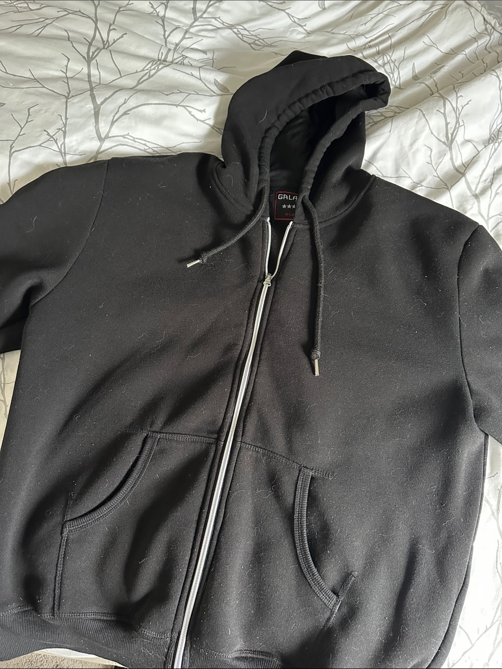 Galaxy By Harvic Black Full-Zip Hooded Sweater